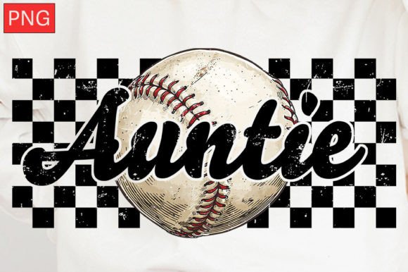 Baseball Auntie Checkered PNG: Perfect for T-Shirt Designs and Graphics
