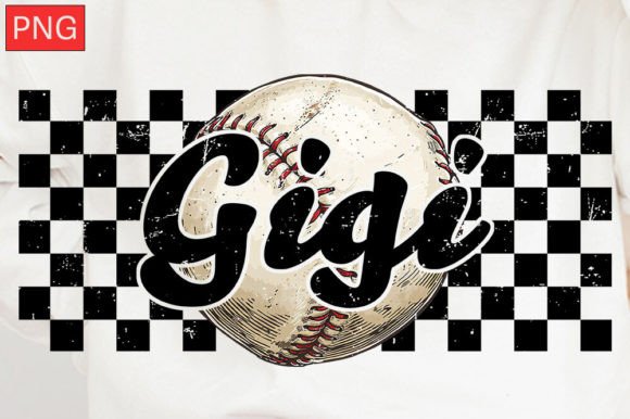 Baseball Gigi Checkered Distressed PNG: A Versatile Graphic for T-Shirt Designs