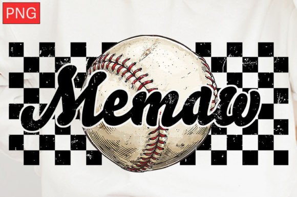 Baseball Memaw Checkered Distressed PNG Review