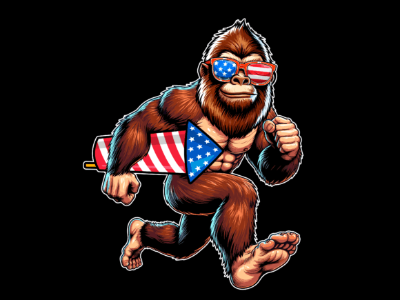 Bigfoot Holding Firework 4th of July: A Unique T-Shirt Design