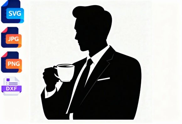 Businessman Silhouette Coffee Mug SVG for Graphics and Crafts