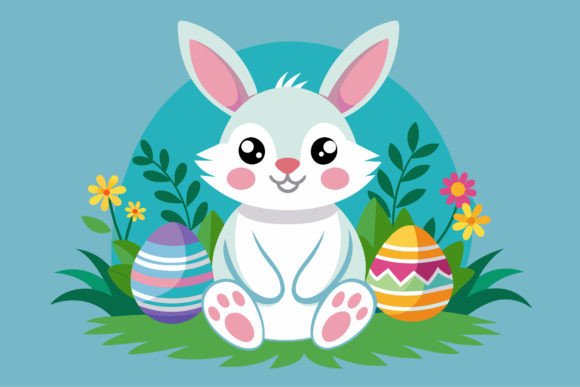 Charming Cute Easter Bunny Sublimation Design