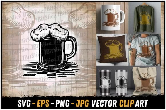 Mustache Dad Beer Mug SVG: A Perfect Graphics Asset for Crafts