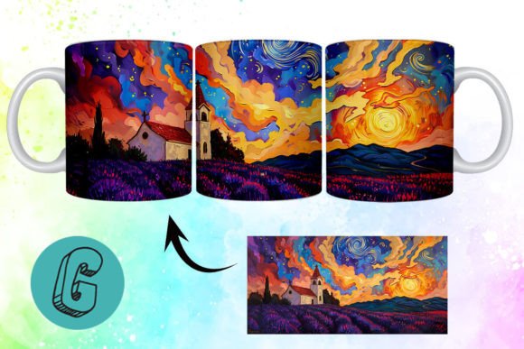 Oil Painting Lavender Field Mug Wrap 20: A Graphics Gem for Local Brands