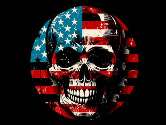 Skull American Flag 4th of July Vector for T-Shirt Designs