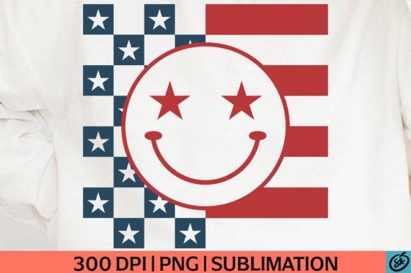 Smiley 4th of July US Flag SVG for T-Shirt Designs